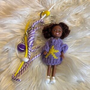 Purple and Yellow Doll Bag/Key Charm NWT